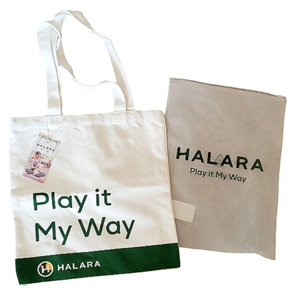 HALARA Tote Play it My Way Cream Canvas Shopper Gym Bag Tik Tok Brand Y2K New - Picture 2 of 6
